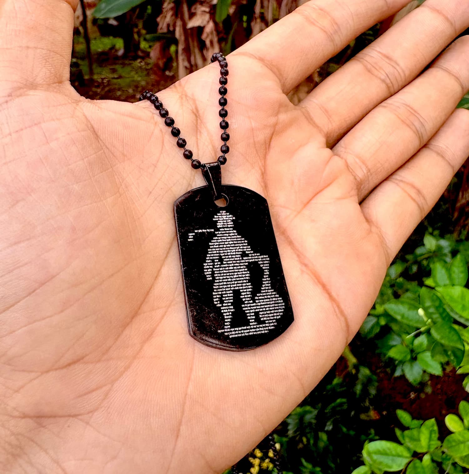Hanuman Chalisa Micro-carved Tag Stainless Steel Necklace