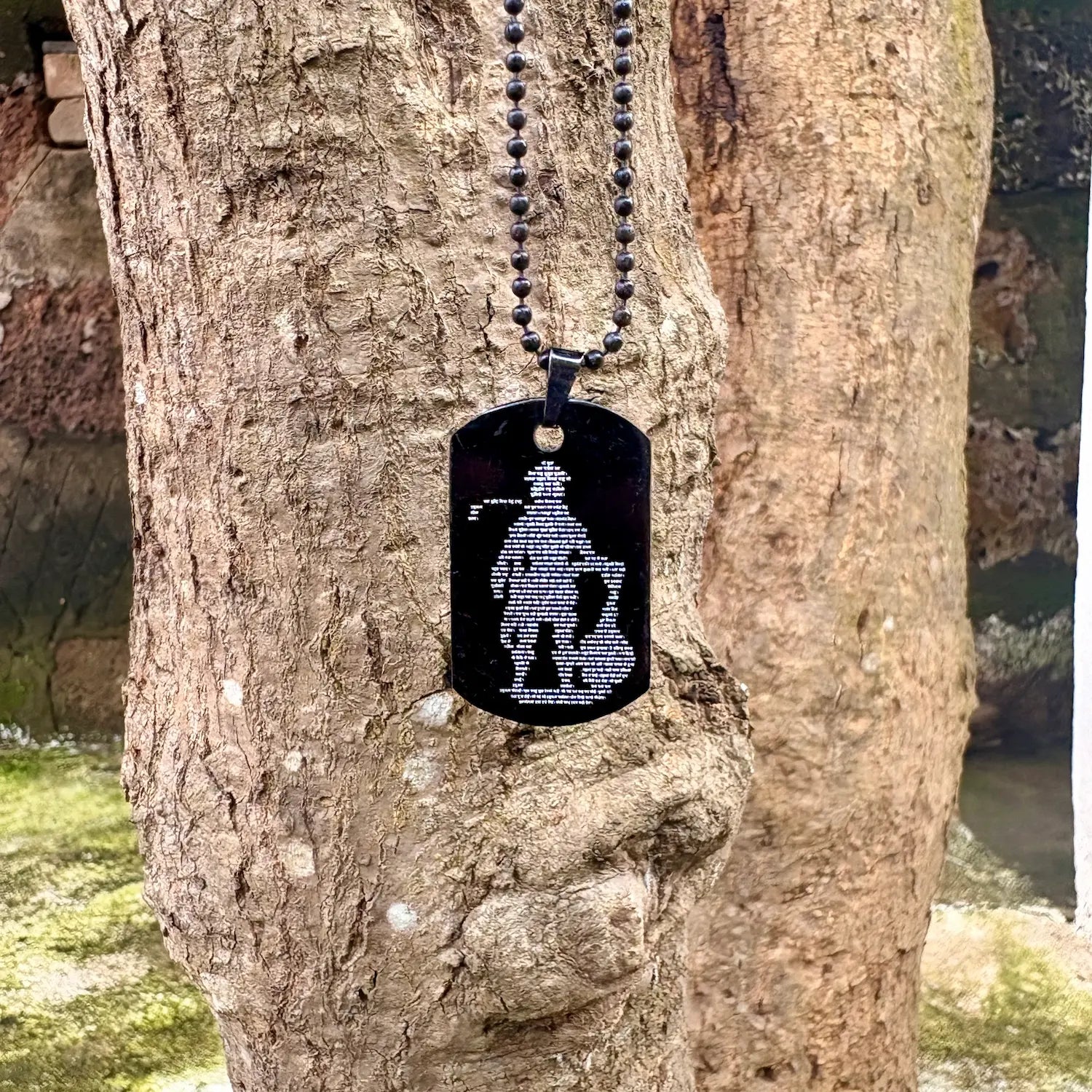Hanuman Chalisa Micro-carved Tag Stainless Steel Necklace