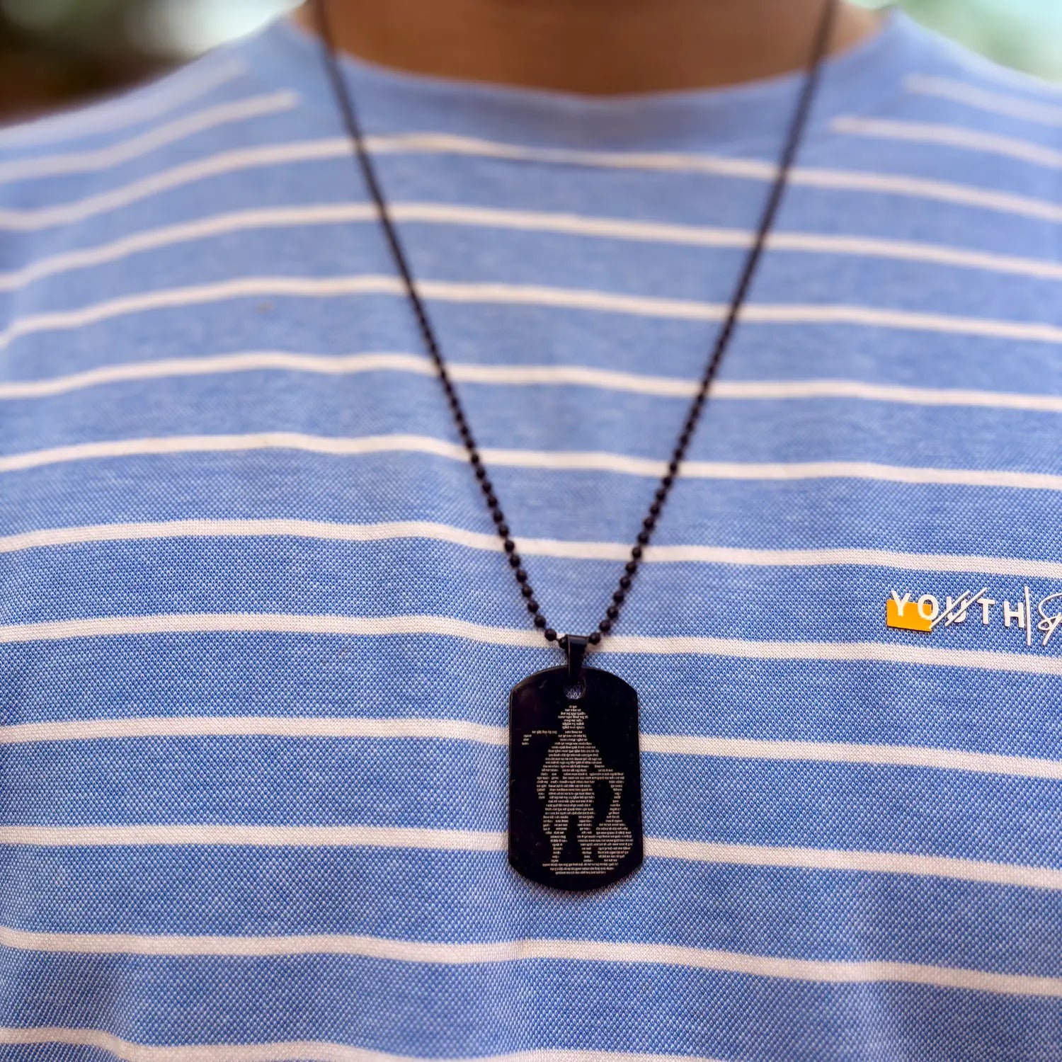 Hanuman Chalisa Micro-carved Tag Stainless Steel Necklace