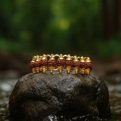 Gold Plated Panch Mukhi Rudraksha Bracelet